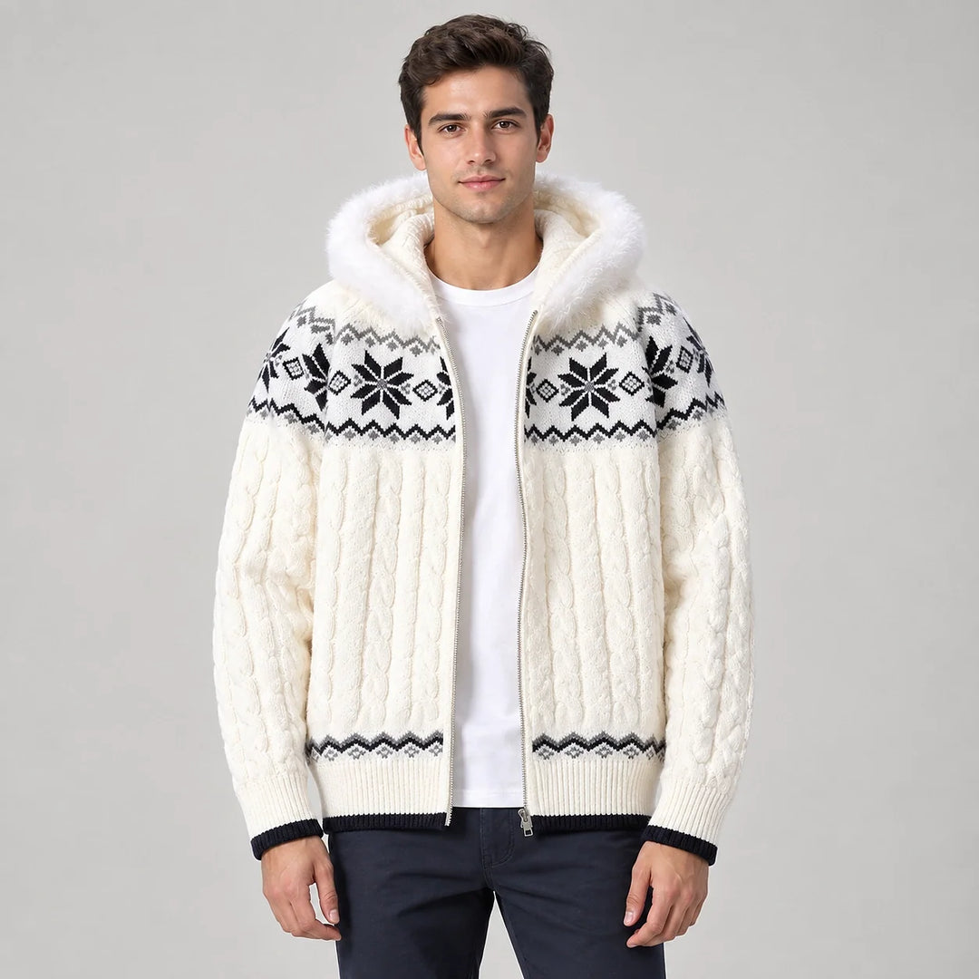 Harold | Relaxed Hooded Zip Up Chunky Cable Knit Sweater