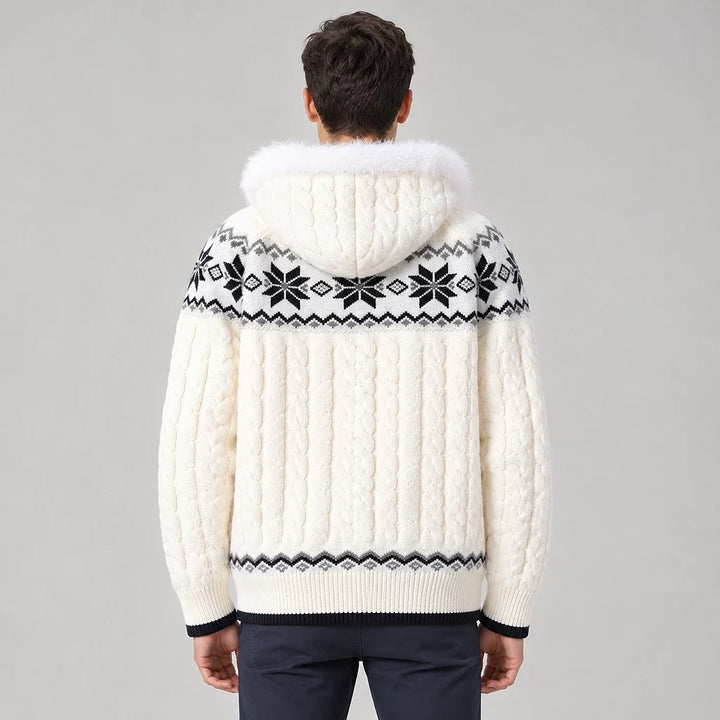 Harold | Relaxed Hooded Zip Up Chunky Cable Knit Sweater
