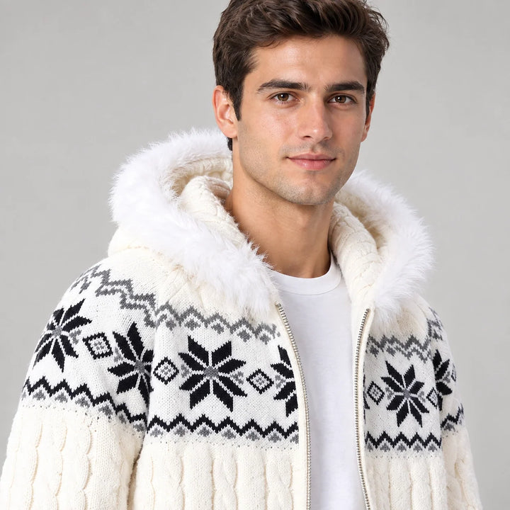 Harold | Relaxed Hooded Zip Up Chunky Cable Knit Sweater