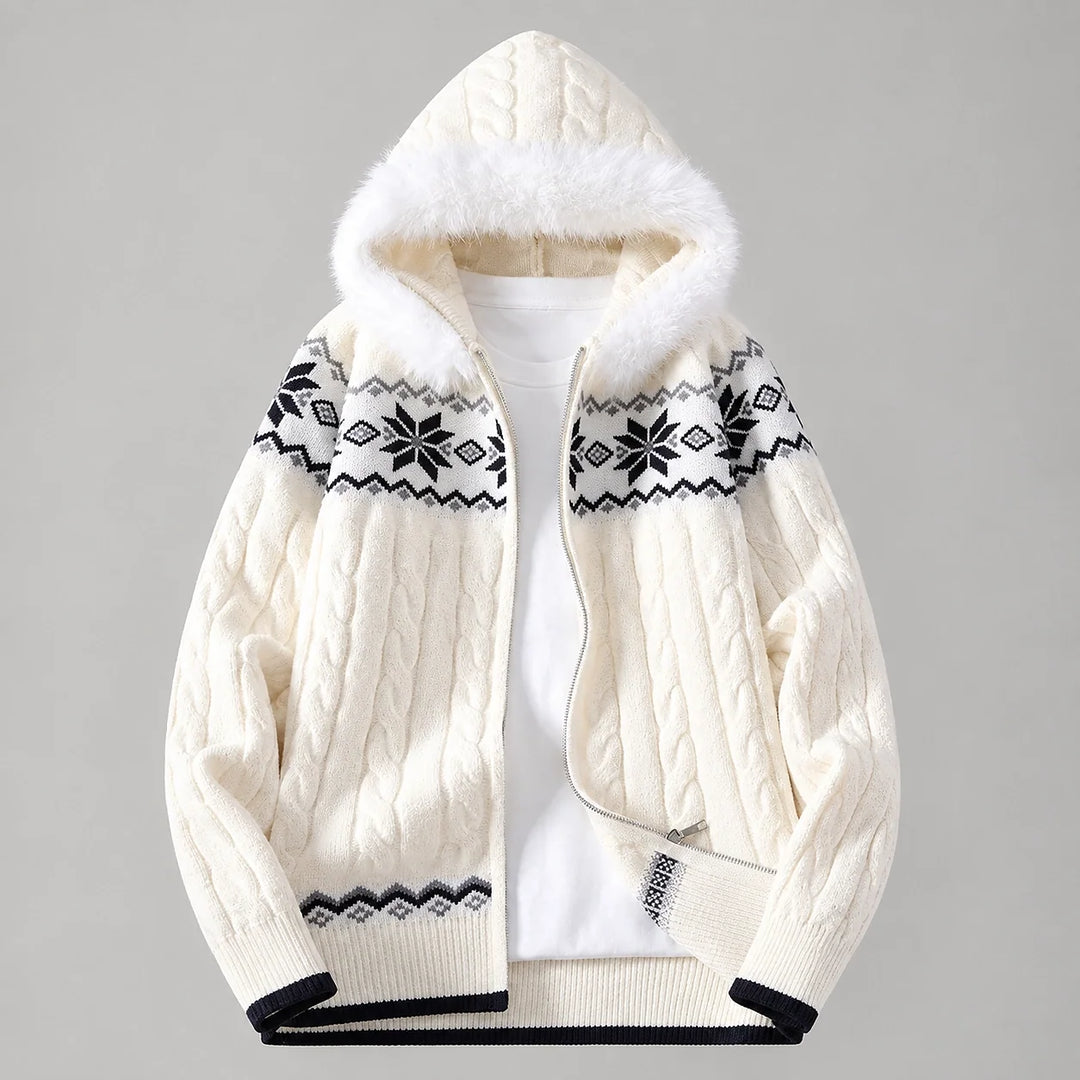 Harold | Relaxed Hooded Zip Up Chunky Cable Knit Sweater
