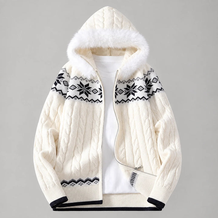 Harold | Relaxed Hooded Zip Up Chunky Cable Knit Sweater