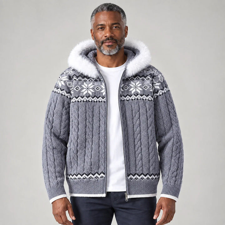 Harold | Relaxed Hooded Zip Up Chunky Cable Knit Sweater