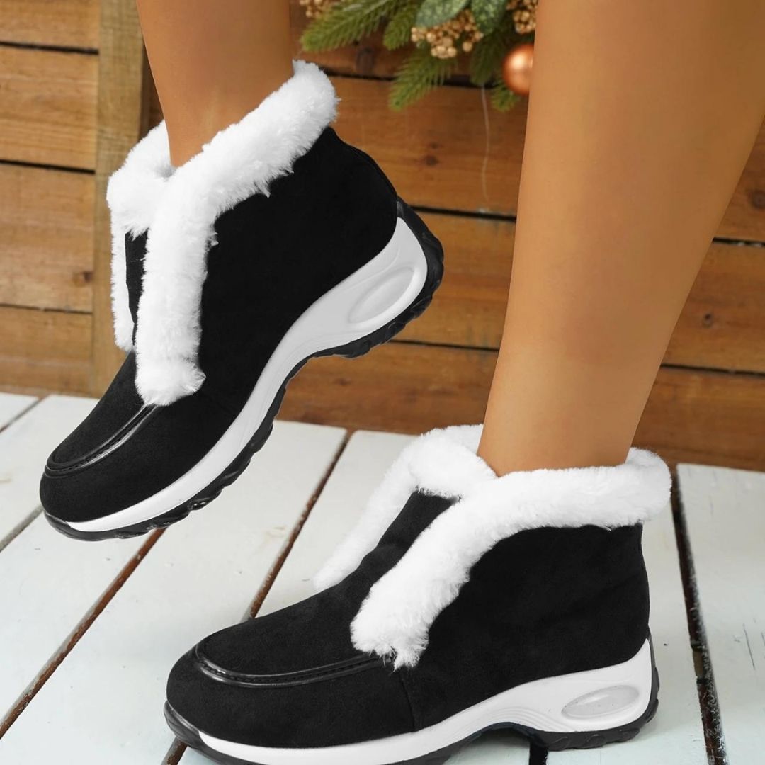 Heather | Plush Trim Platform Ankle Snow Boots