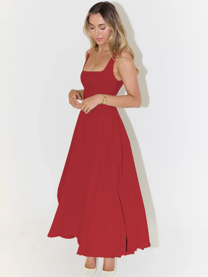 Heather | Polished Square Neck Fit-and-Flare Christmas Dress