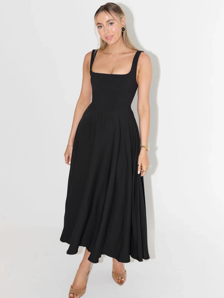 Heather | Polished Square Neck Fit-and-Flare Christmas Dress