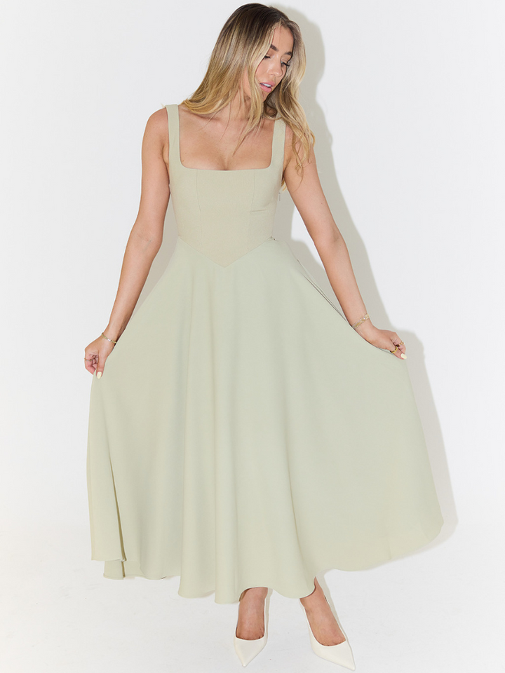 Heather | Polished Square Neck Fit-and-Flare Christmas Dress