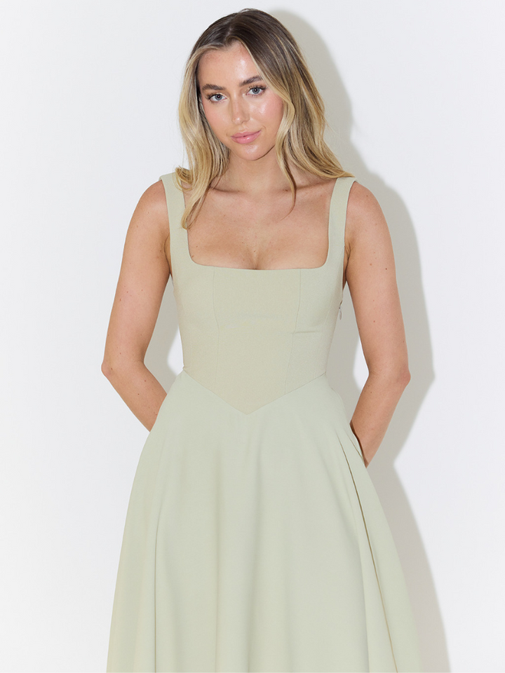 Heather | Polished Square Neck Fit-and-Flare Christmas Dress