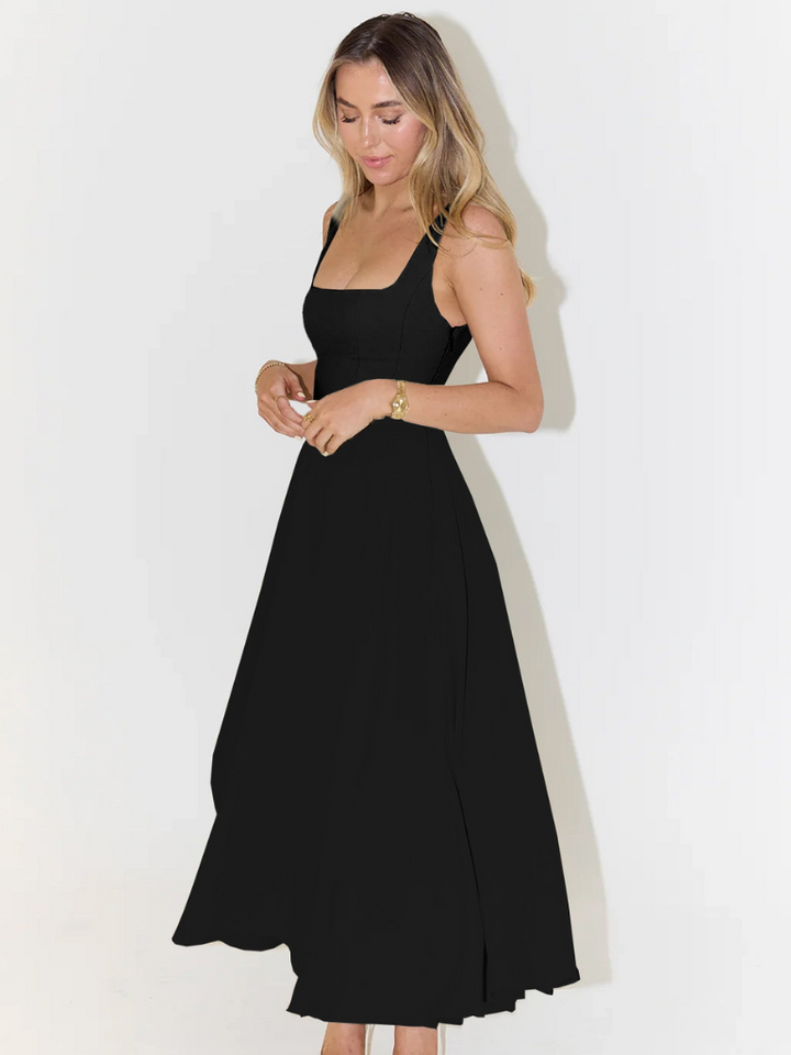 Heather | Polished Square Neck Fit-and-Flare Christmas Dress