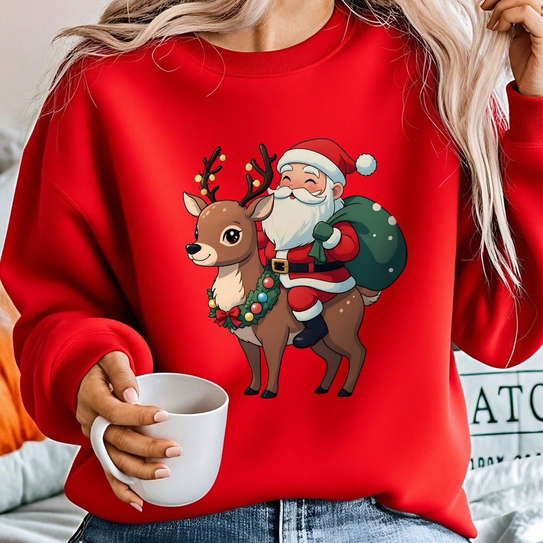 Heather | Stylish Santa Reindeer Print Christmas Sweater Women