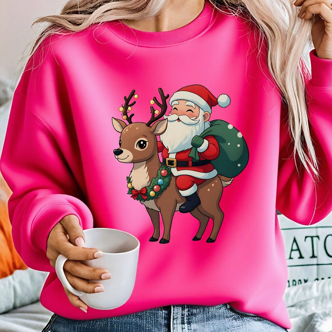 Heather | Stylish Santa Reindeer Print Christmas Sweater Women