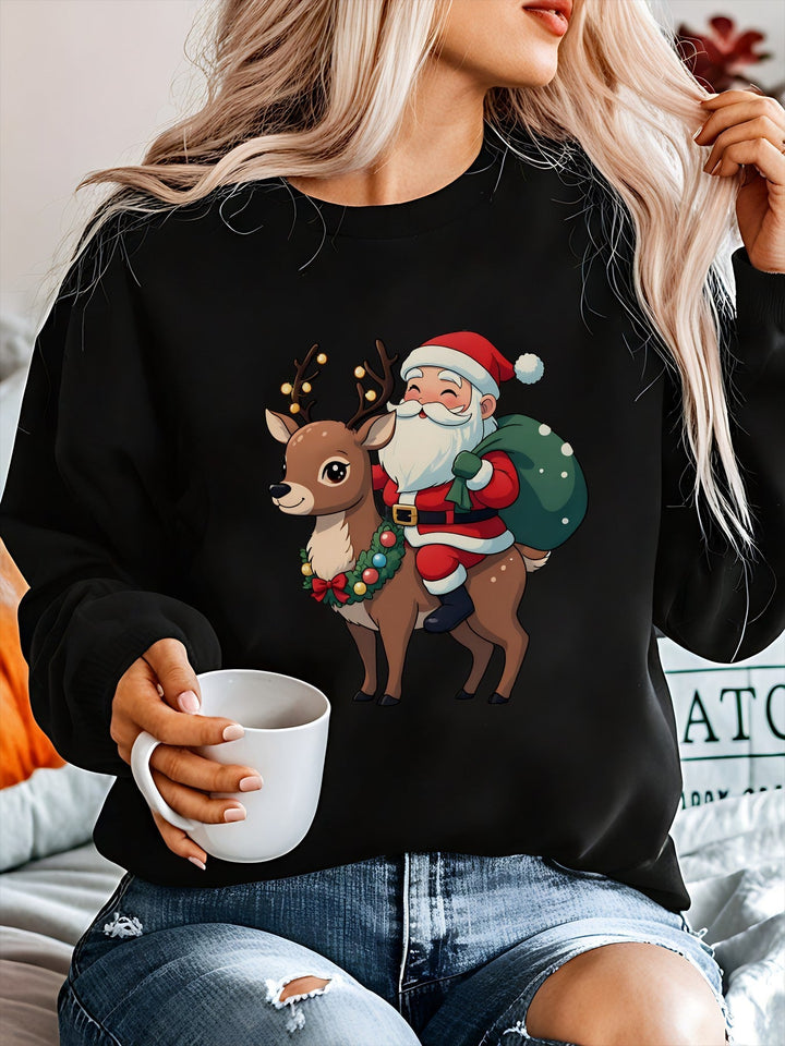 Heather | Stylish Santa Reindeer Print Christmas Sweater Women