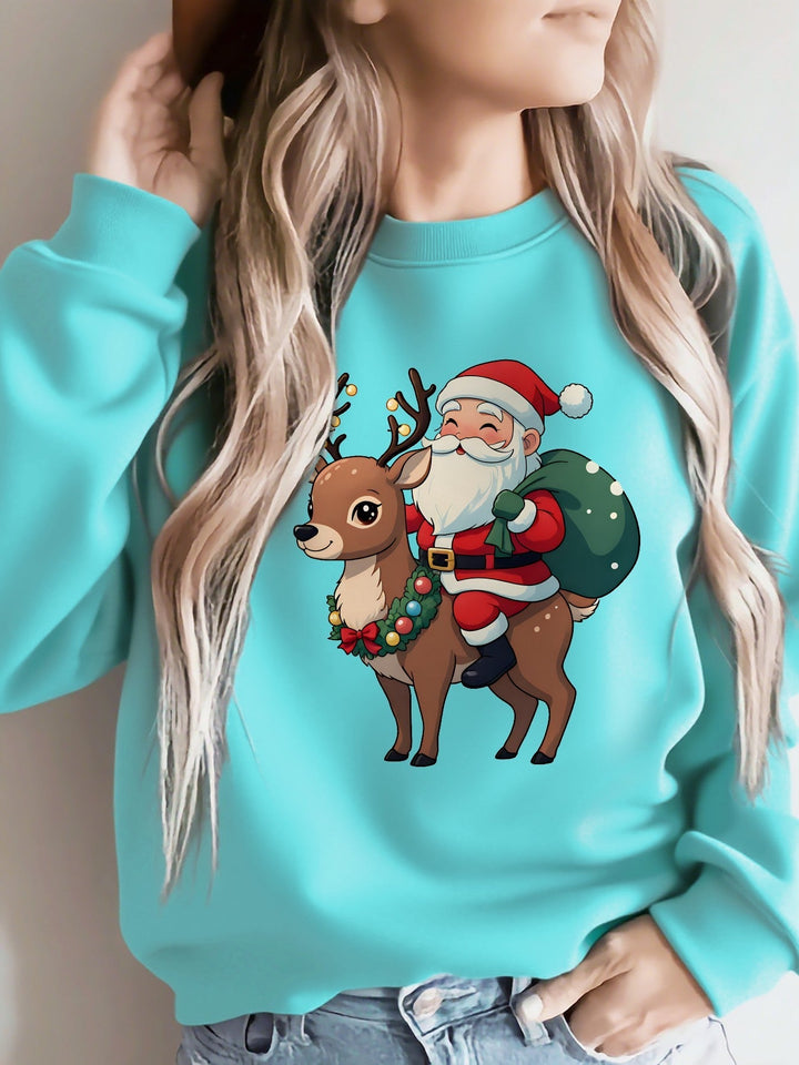 Heather | Stylish Santa Reindeer Print Christmas Sweater Women