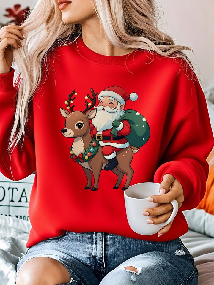Heather | Stylish Santa Reindeer Print Christmas Sweater Women