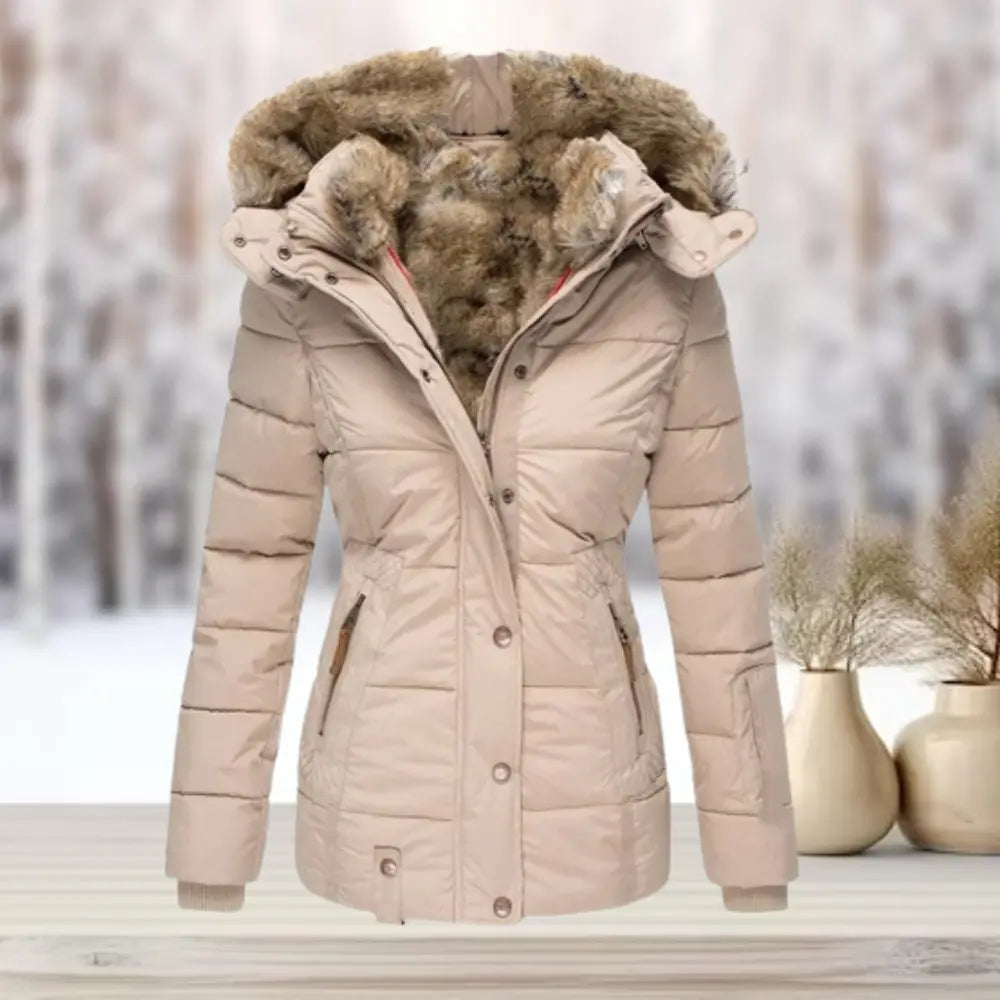 Helen | Classic Fitted Hooded Puffer Jacket with Faux Fur Trim
