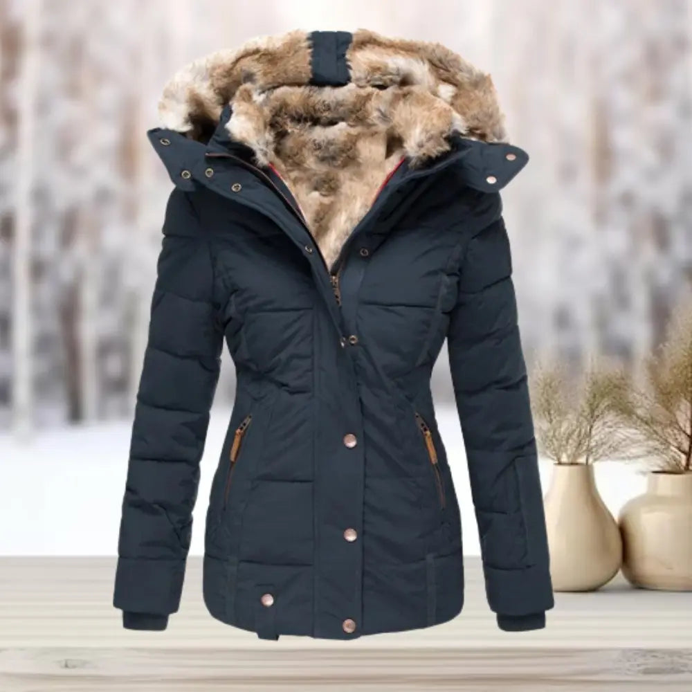 Helen | Classic Fitted Hooded Puffer Jacket with Faux Fur Trim