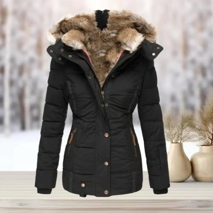 Helen | Classic Fitted Hooded Puffer Jacket with Faux Fur Trim