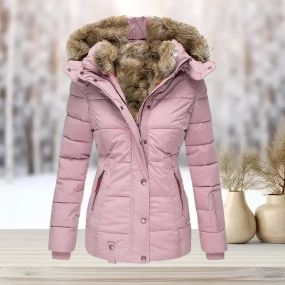 Helen | Classic Fitted Hooded Puffer Jacket with Faux Fur Trim