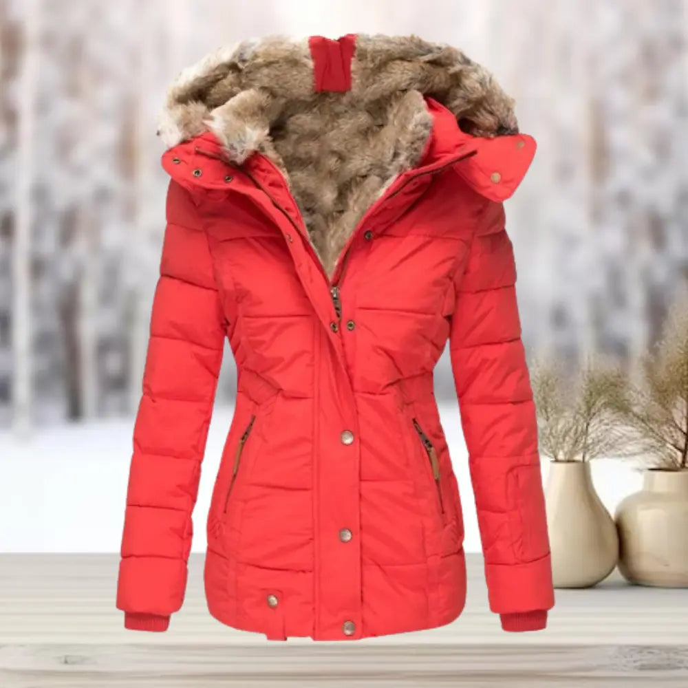 Helen | Classic Fitted Hooded Puffer Jacket with Faux Fur Trim
