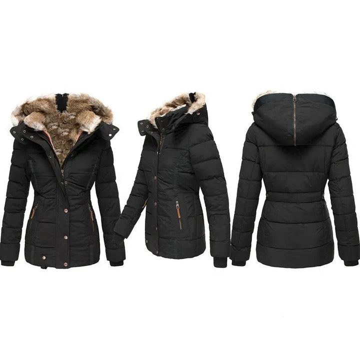 Helen | Classic Fitted Hooded Puffer Jacket with Faux Fur Trim