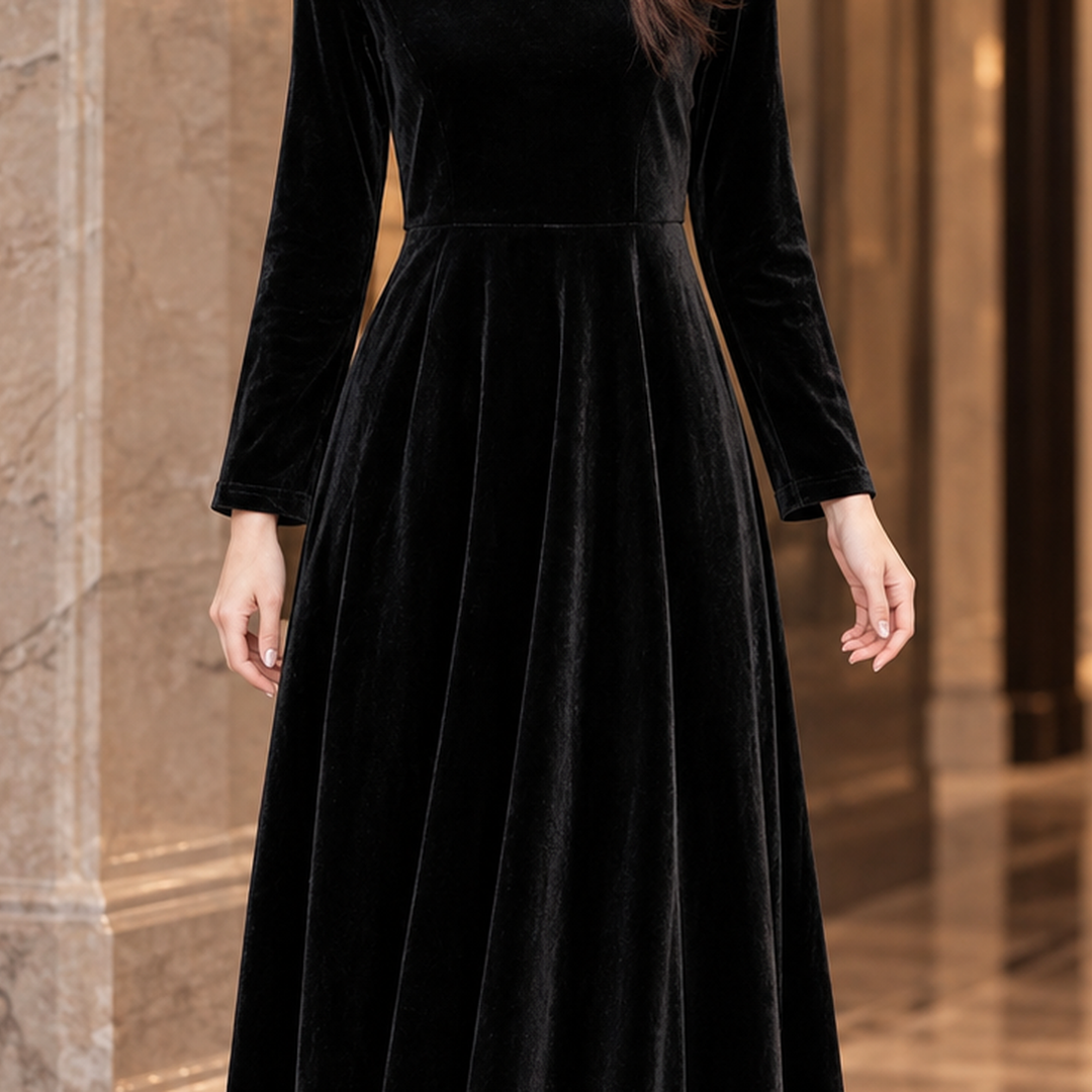 Helen | Stylish Long Sleeve A-Line Midi Christmas Dress