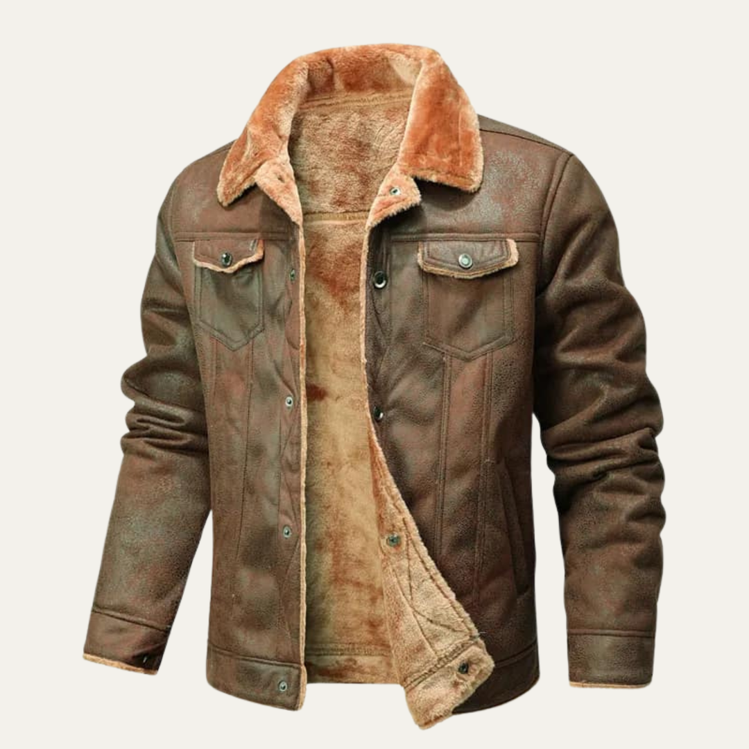 Henry | Timeless Shearling-Collar Biker Leather Jacket