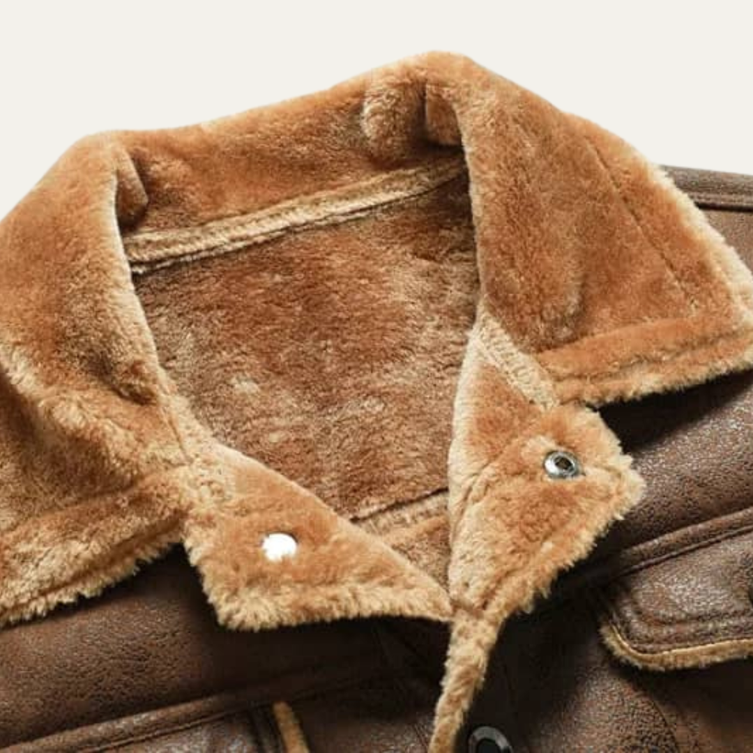 Henry | Timeless Shearling-Collar Biker Leather Jacket