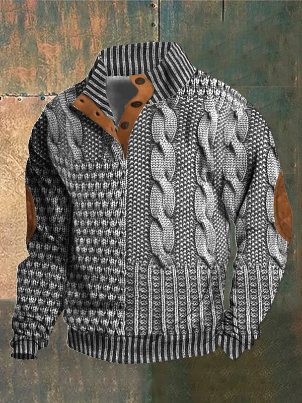 Isaac | Button Neck Chunky Cable Knit Sweater