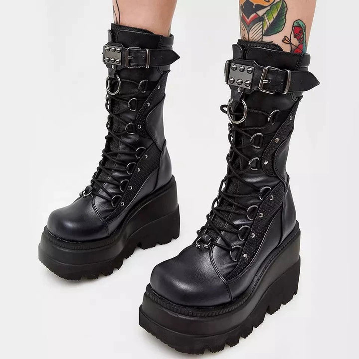 Isabella | Polished Platform Lace-Up Women's Combat Boots