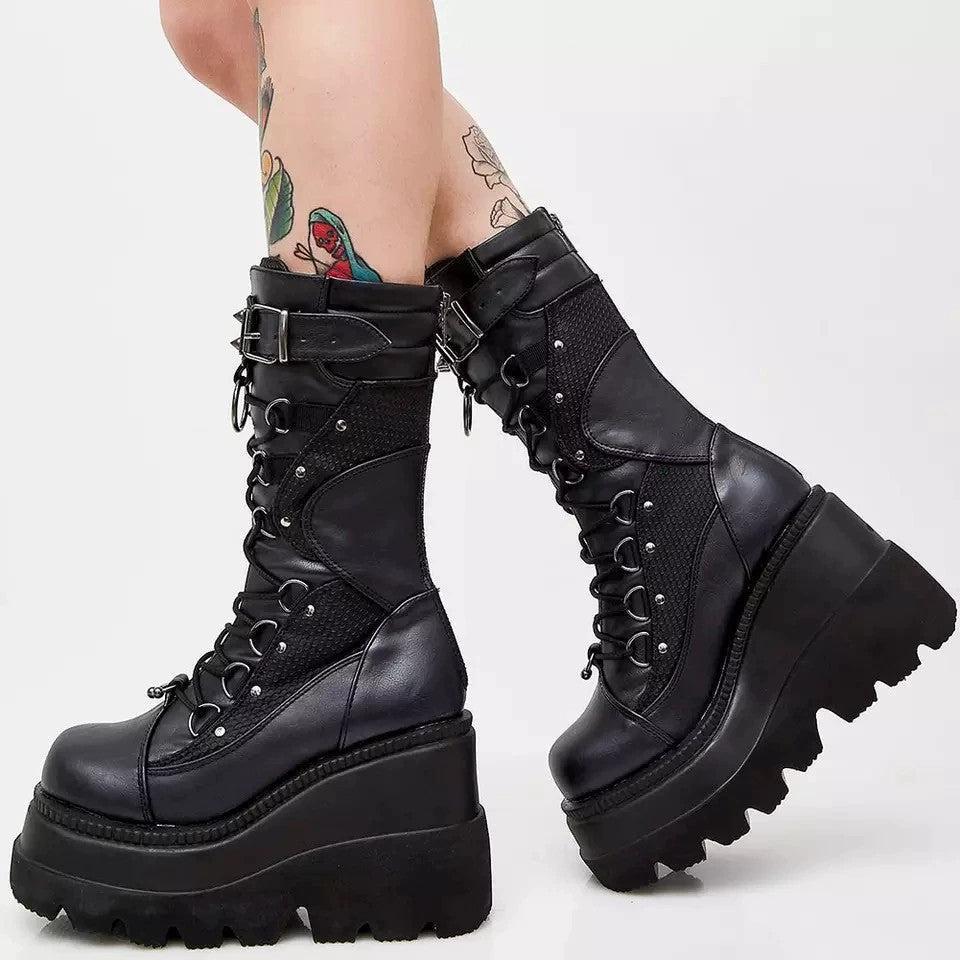 Isabella | Polished Platform Lace-Up Women's Combat Boots