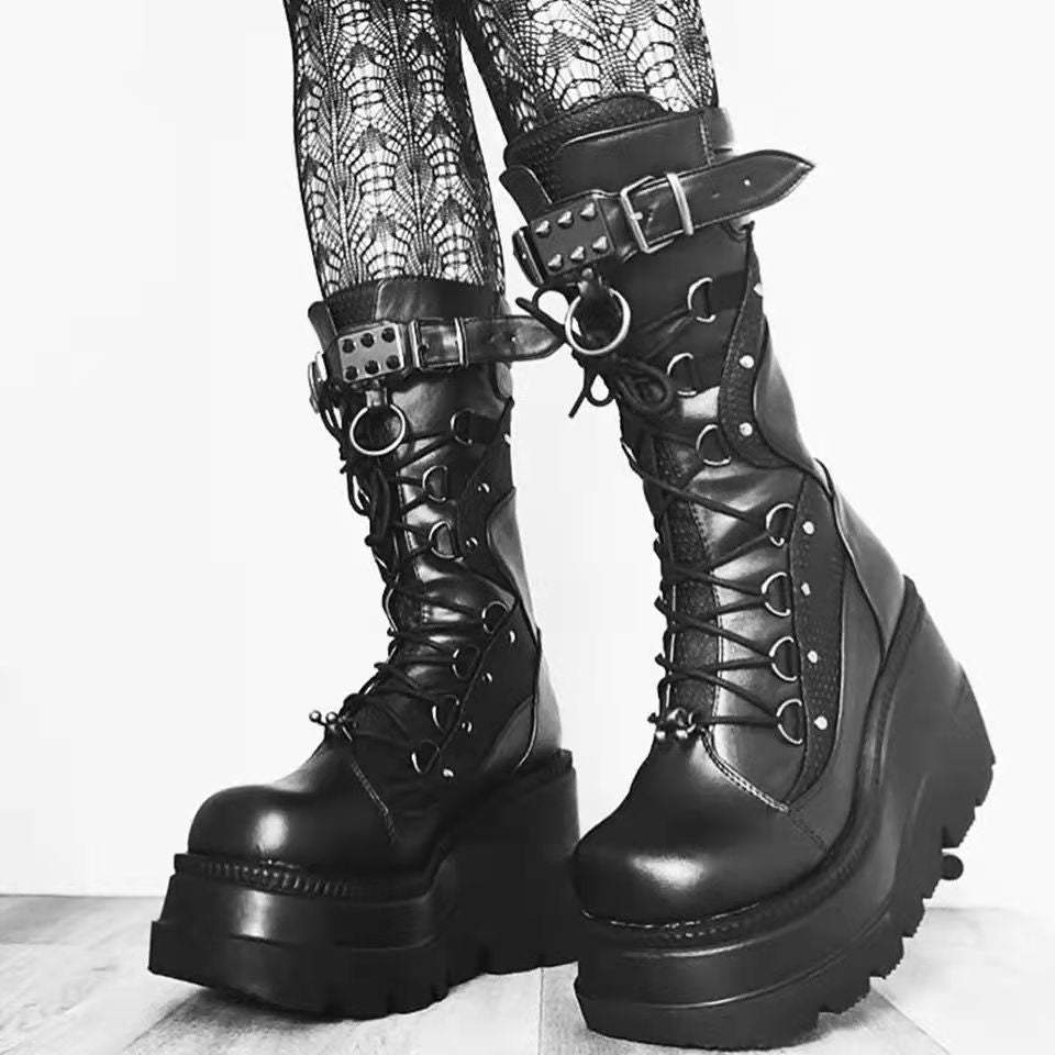 Isabella | Polished Platform Lace-Up Women's Combat Boots