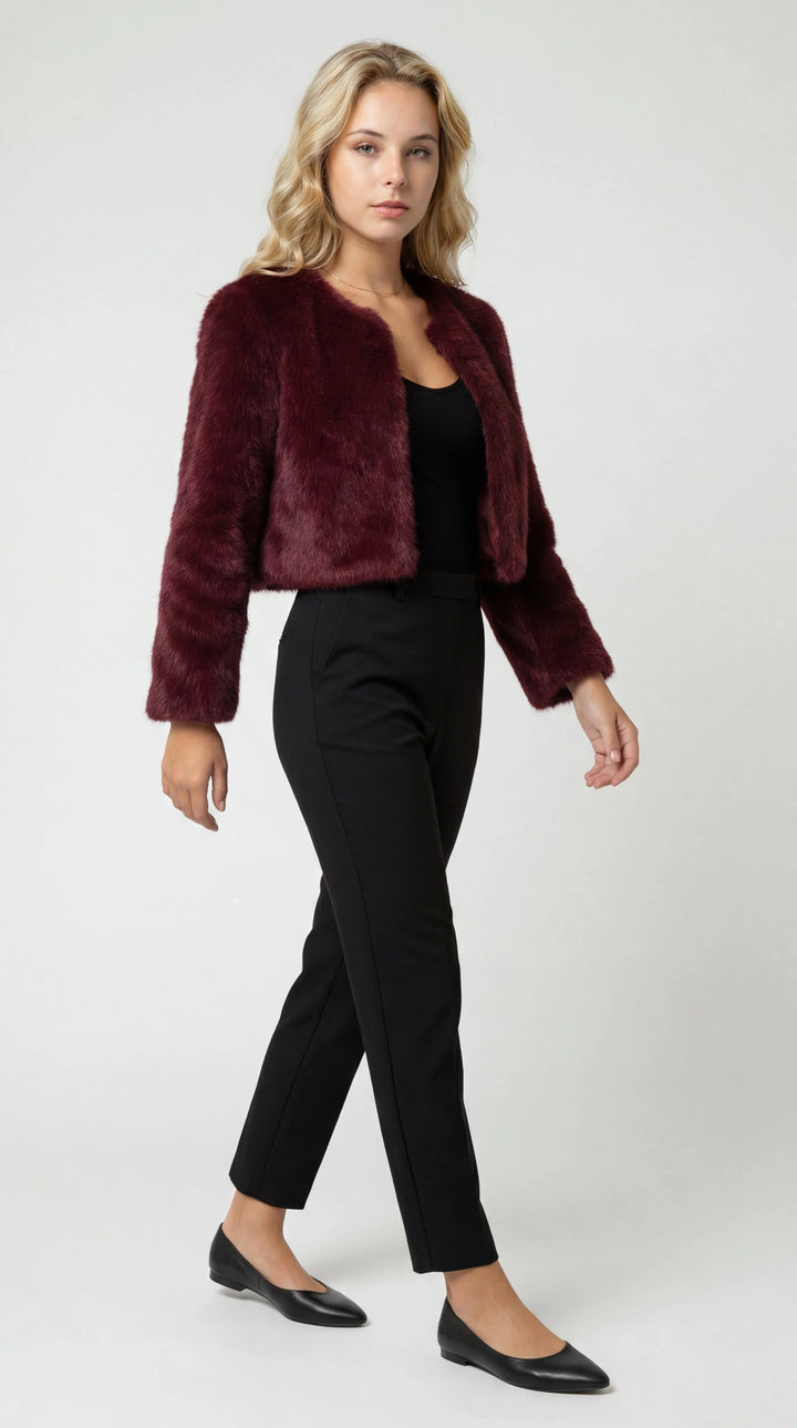 Isabella | Relaxed Cropped Faux Fur Coat with Open Front