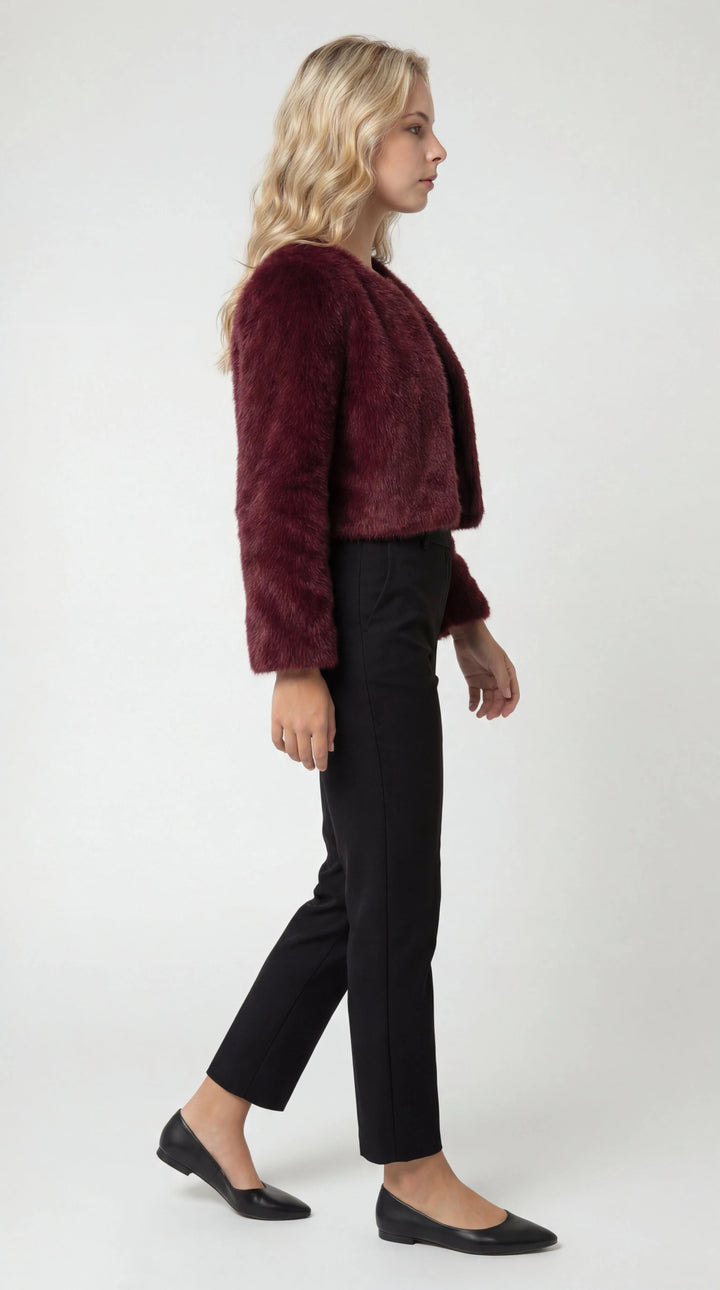 Isabella | Relaxed Cropped Faux Fur Coat with Open Front