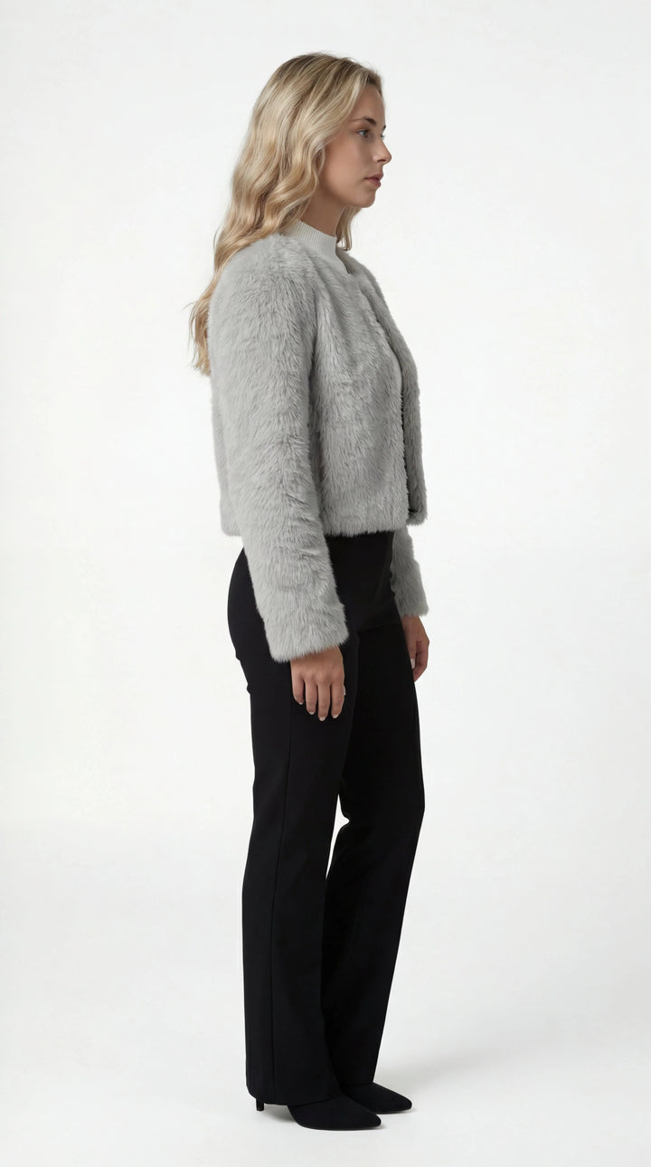 Isabella | Relaxed Cropped Faux Fur Coat with Open Front