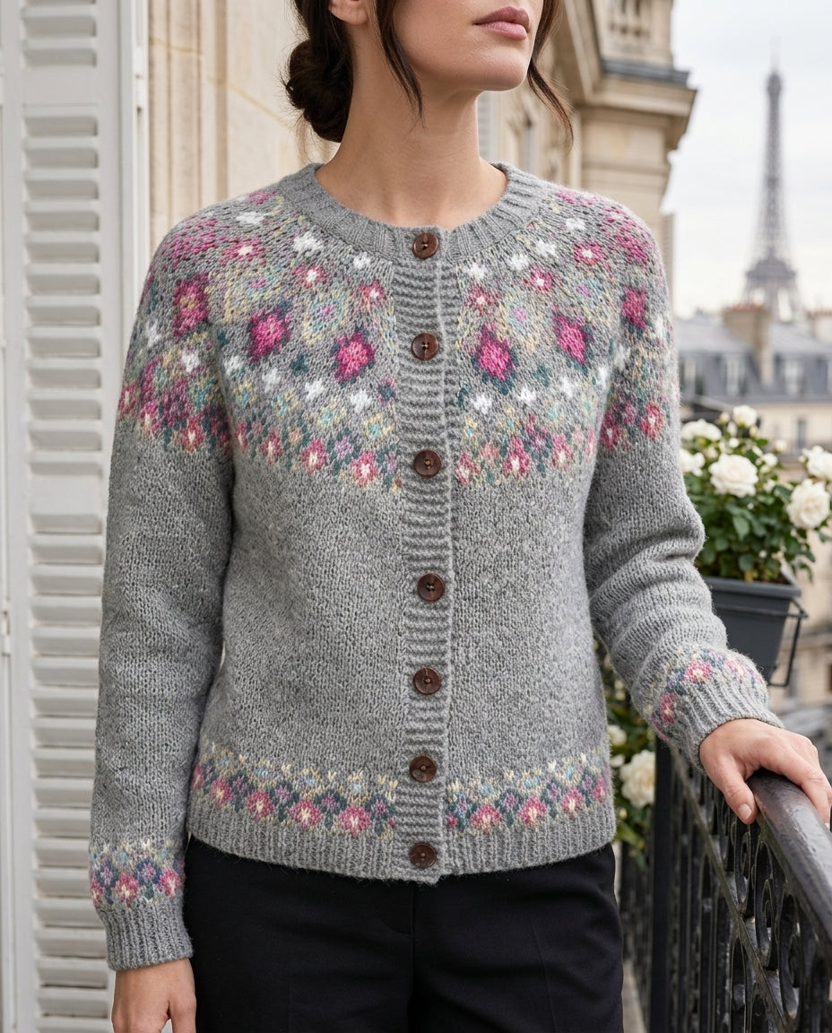 Isabella | Sophisticated Fair Isle Christmas Sweater Women Cardigan