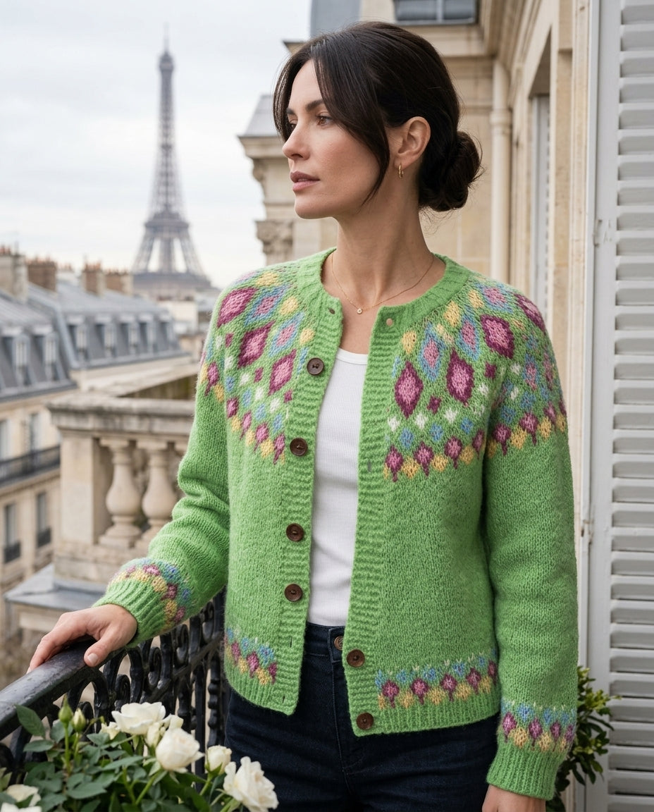 Isabella | Sophisticated Fair Isle Christmas Sweater Women Cardigan