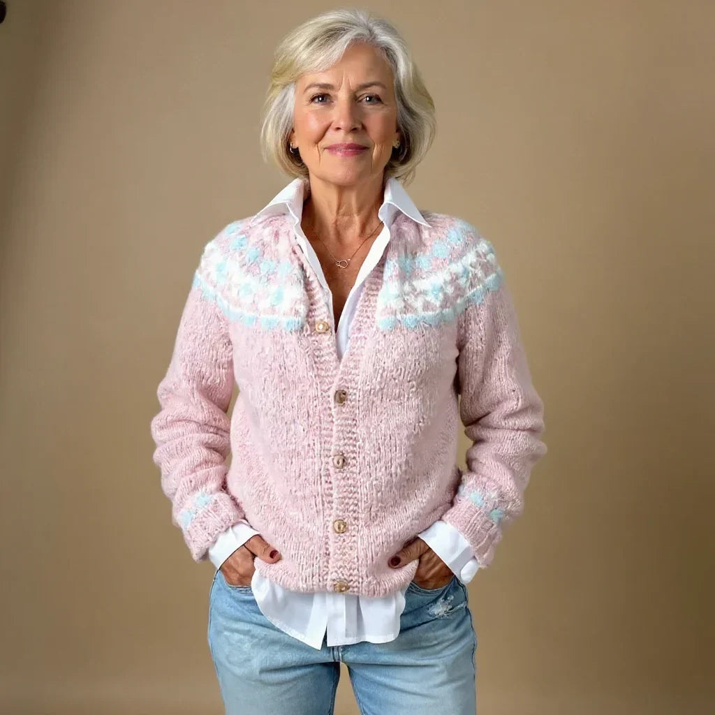 Isabella | Stylish Button Front Fair Isle Cardigan Womens