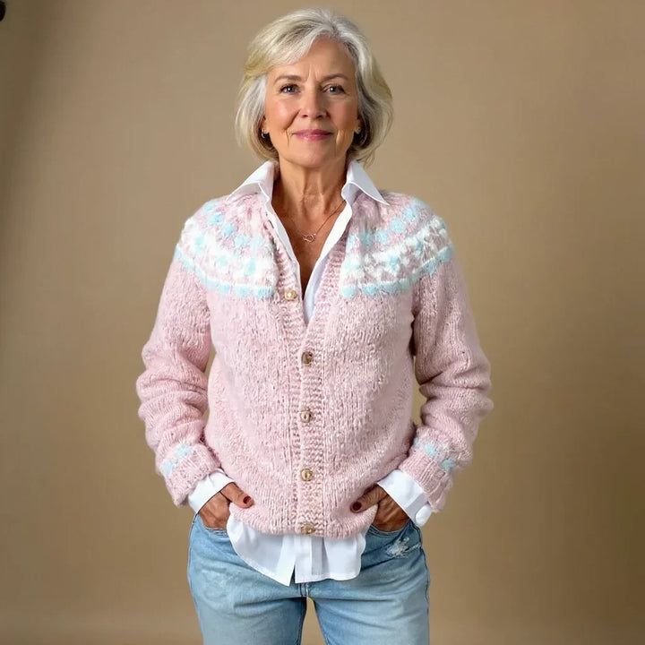 Isabella | Stylish Button Front Fair Isle Cardigan Womens
