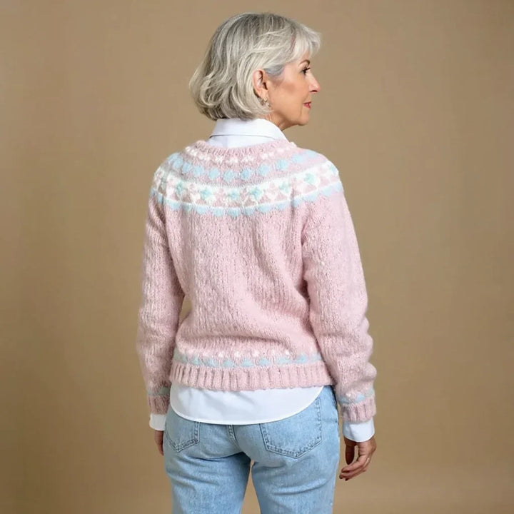 Isabella | Stylish Button Front Fair Isle Cardigan Womens