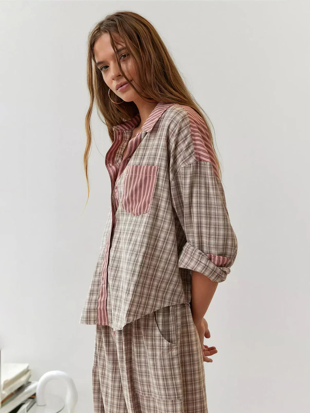 Jacqueline | Effortless Plaid Button-Up Pajamas Set