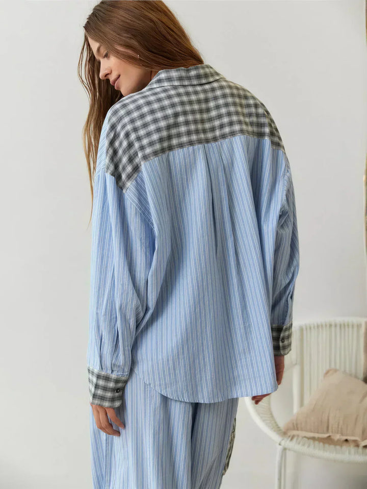 Jacqueline | Effortless Plaid Button-Up Pajamas Set