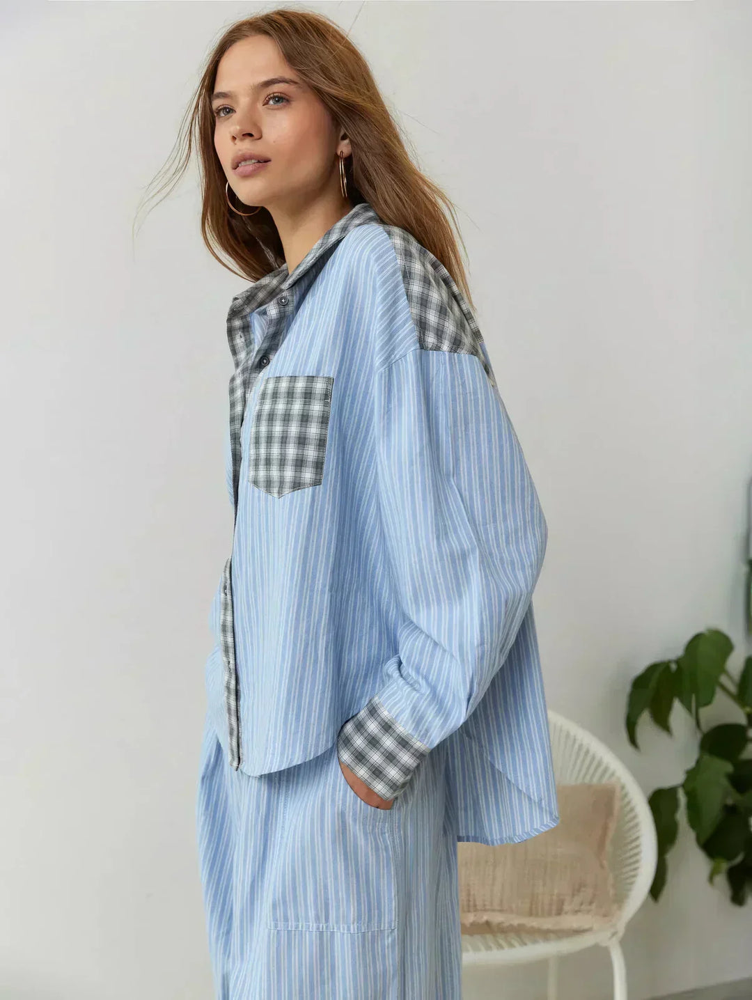 Jacqueline | Effortless Plaid Button-Up Pajamas Set