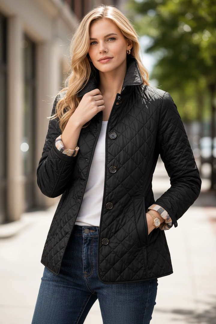 Jacqueline | Polished Quilted Button-Collar Puffer Jacket