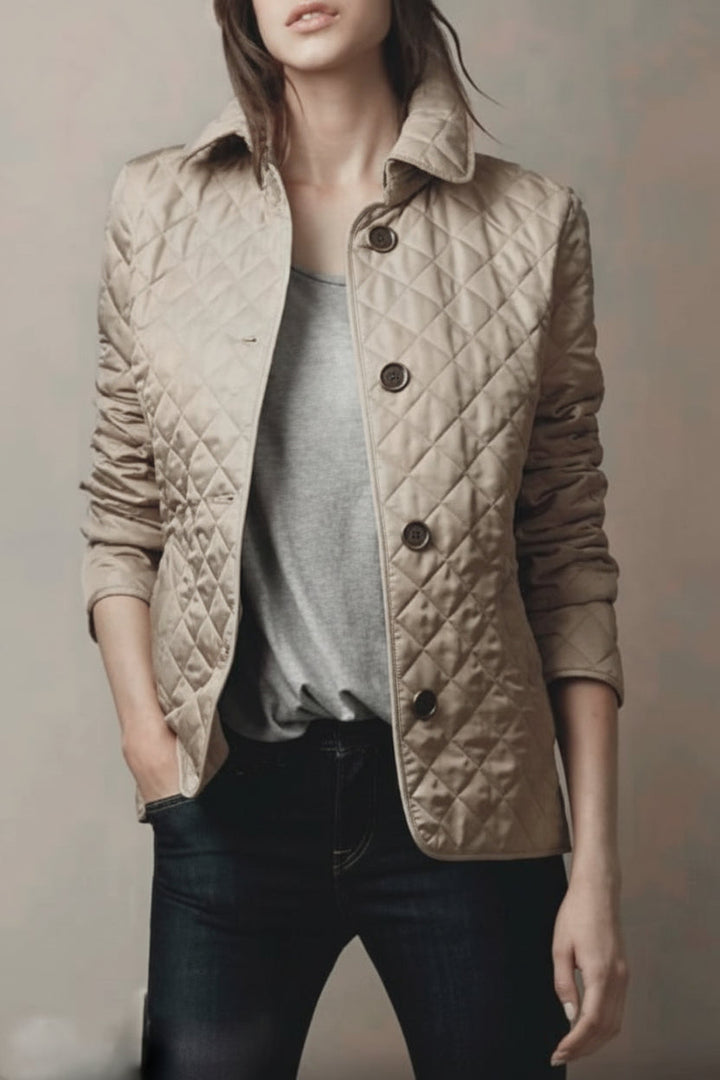 Jacqueline | Polished Quilted Button-Collar Puffer Jacket