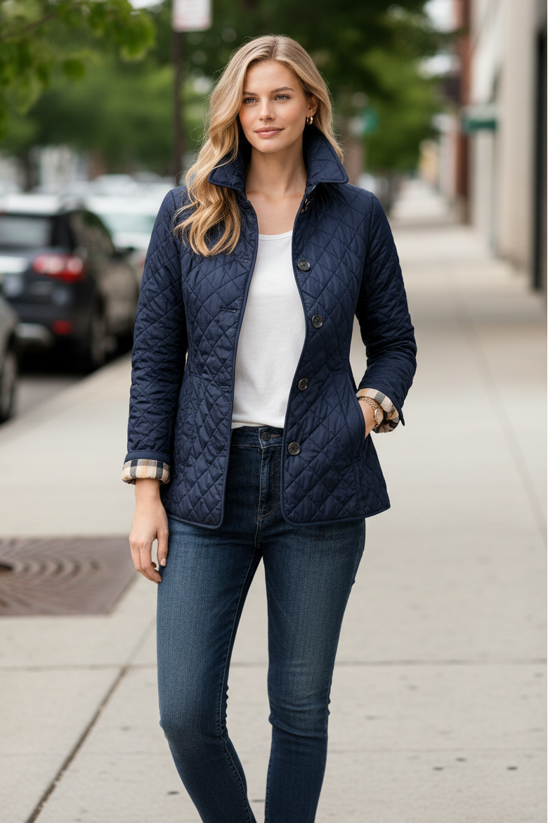 Jacqueline | Polished Quilted Button-Collar Puffer Jacket