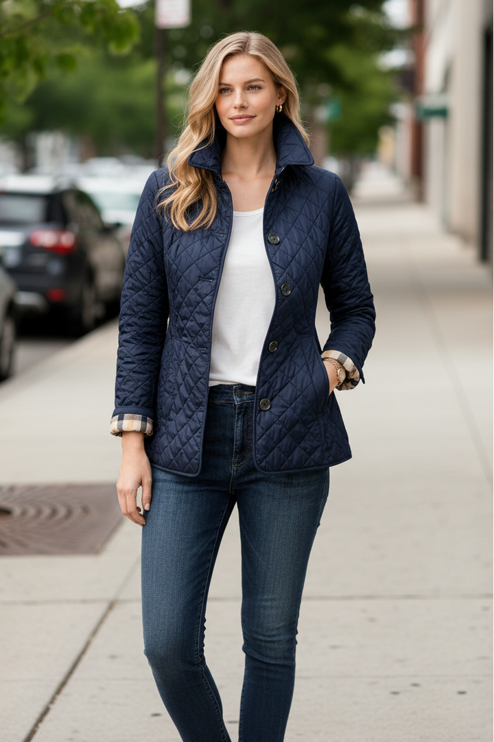 Jacqueline | Polished Quilted Button-Collar Puffer Jacket