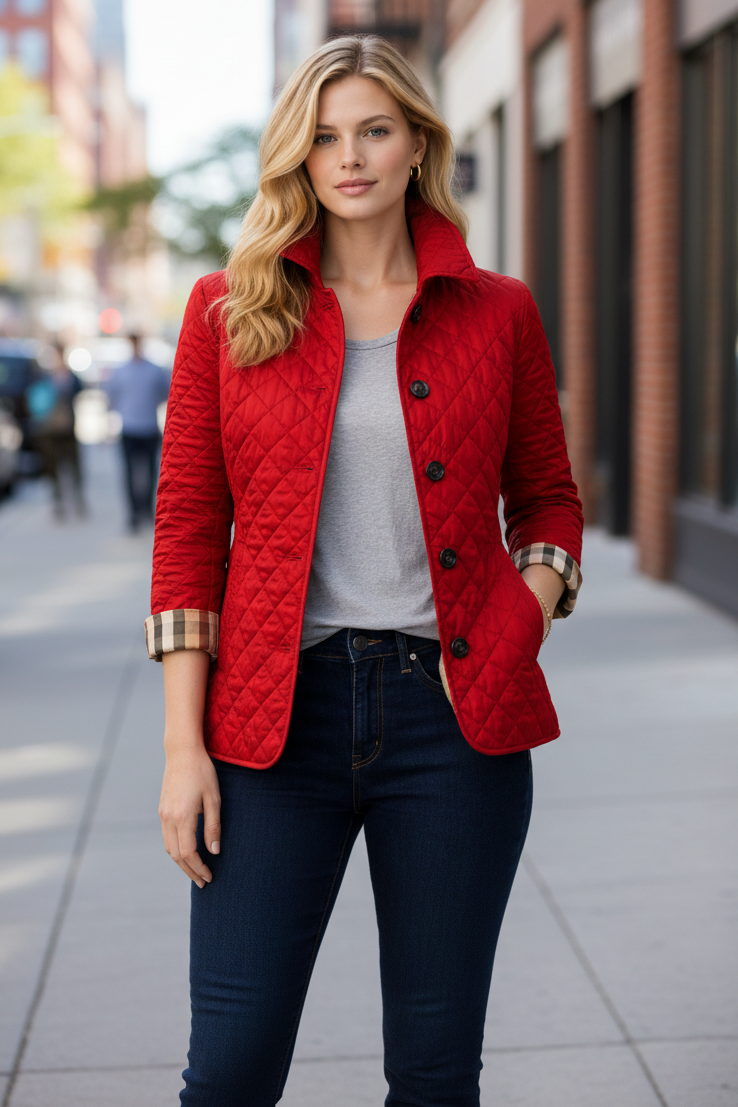 Jacqueline | Polished Quilted Button-Collar Puffer Jacket