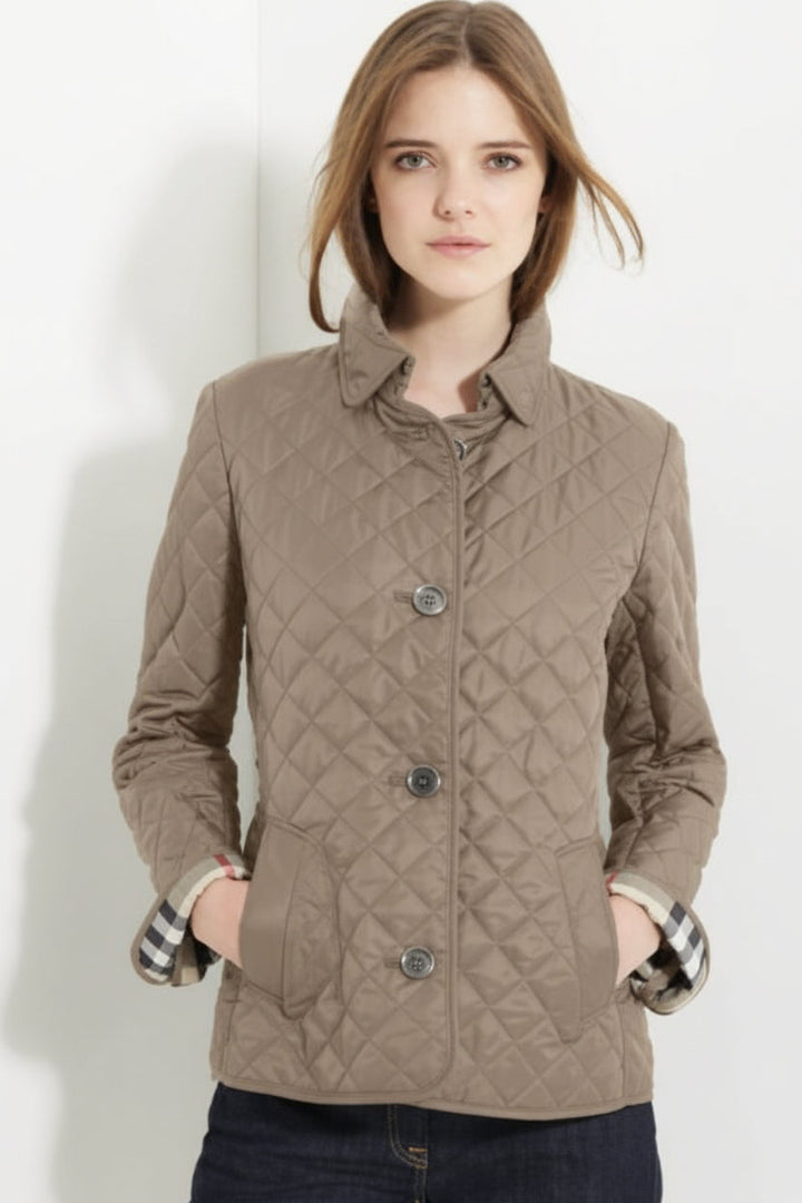 Jacqueline | Polished Quilted Button-Collar Puffer Jacket