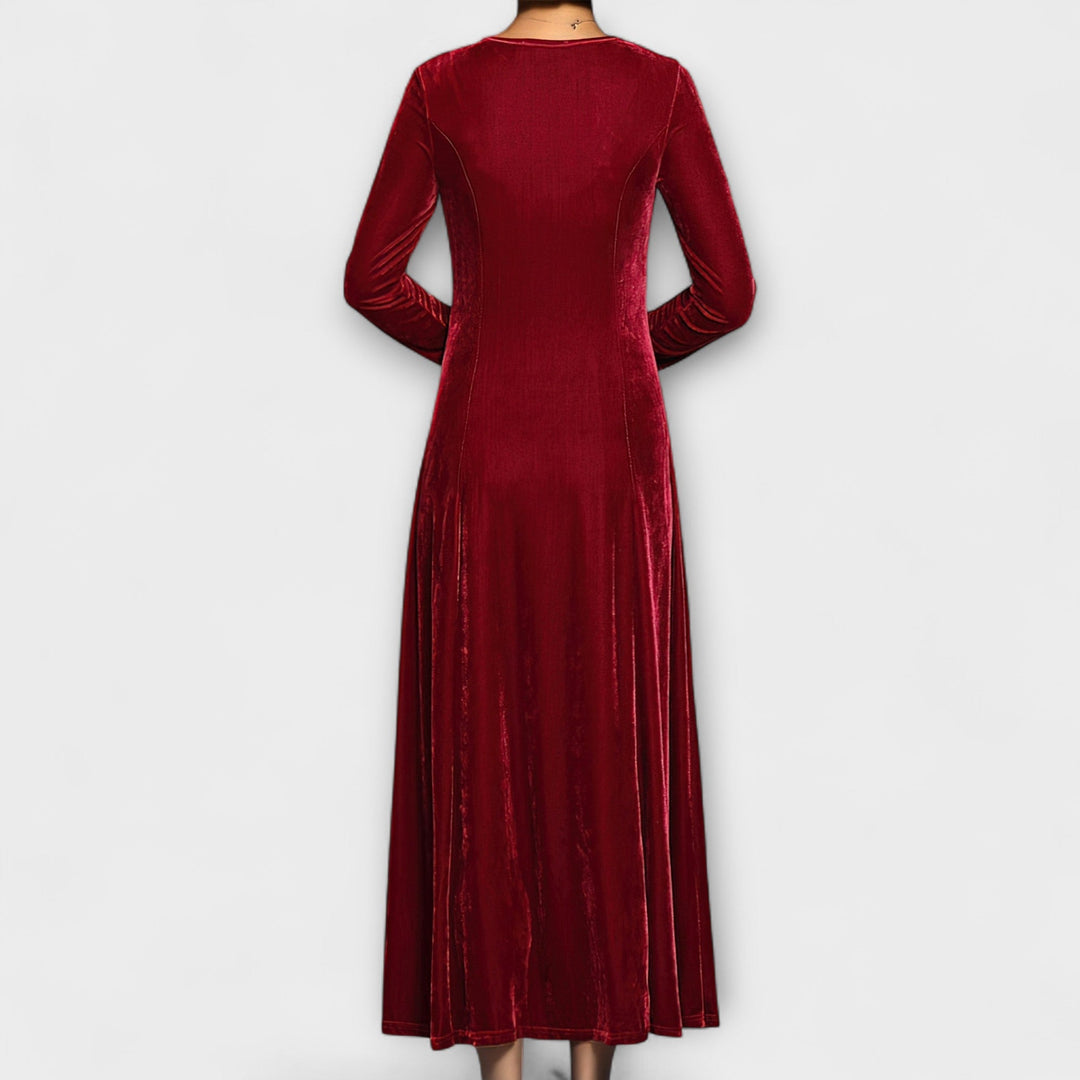 Janet | Long Sleeve A-Line Maxi Christmas Dress
