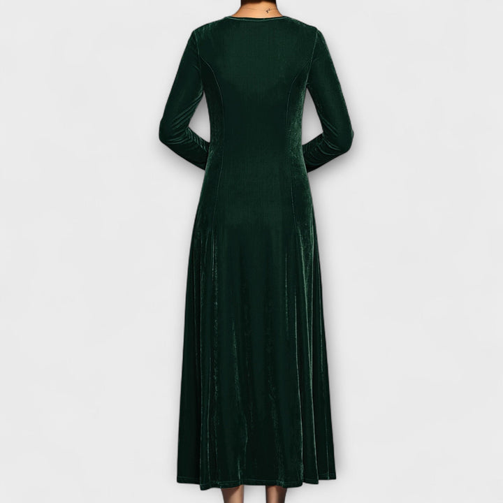 Janet | Long Sleeve A-Line Maxi Christmas Dress