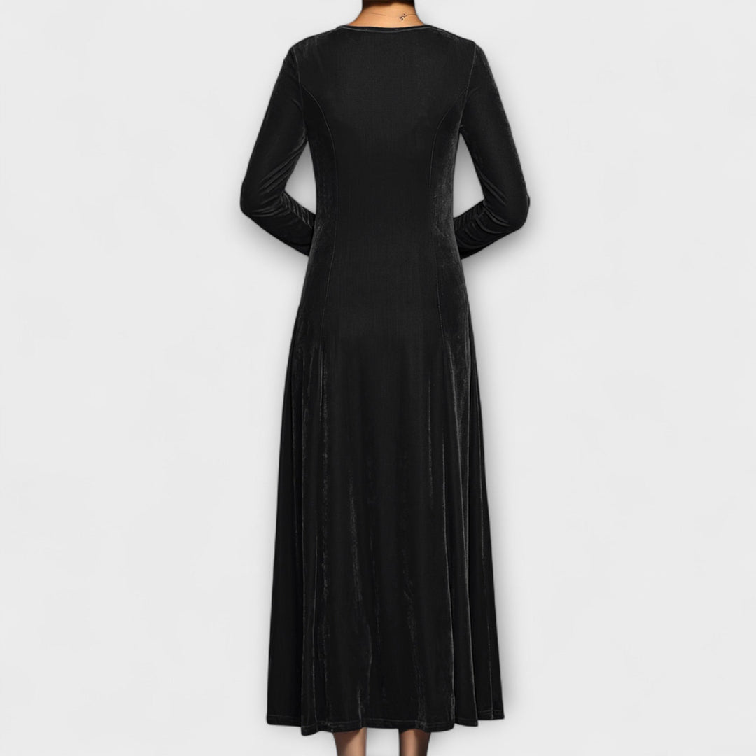 Janet | Long Sleeve A-Line Maxi Christmas Dress